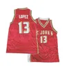 カスタム レトロ 80 年代 フェリペ ロペス #13 セント ジョンズ バスケットボール ジャージ すべてステッチ レッド 任意の名前番号 サイズ 2XS-6XL