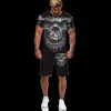 Punk Schedel 3D Gedrukt Oversize T-shirt Shorts Sets Heren Sportkleding Trainingspak Gothic Grafische Tee Tops Zomer Kleding Pak 220524