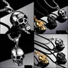 Pendentif Colliers Pendentifs Bijoux En Gros En Acier Inoxydable Punk Collier Mode Hommes Skl Tête Livraison Directe 2021 6Xmm2