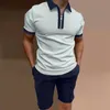 Summer Men's Sets Polo Shirt Shorts Suit Men's Short Sleeved Shorts Polo Lapel Stripe Pure Color Shirt Tracksuit Golf Clothing 220601