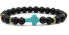 Modesträngar natursten Buddha Head Cross 8mm 7Color Chakra Healing Reiki Yoga Armband Elastic S35JH