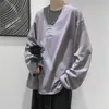 T-shirts voor heren 2022 Spring lange mouw t-shirt mode losse ulzzang print tops hiphop oversized t shirts mannen kleding Koreaanse stijl kleding