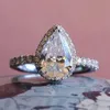 Anillos de boda estilo vintage de pera anillo de compromiso de compromiso silve tendencias de promesa de color fantasía de circonía cúbica joya de cumpleaños regalos