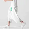 男性中国語スタイルのワイドレッグパンツ男性ハンギングヒップホップブルマースカートパンツ古代の男性ルーズカンフーカーフレングットズボンL220706