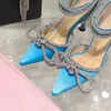 Dress Shoes Fashion 2022 New Bow Diamond Pointed Silk Sandals Women's Strap Thin Heel High Heels