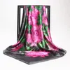 Bandanas Fashion Sunflower Oil Painting Satin Head Square Scarf Women Imitated Silk Scarves Large Size Shawl Wraps HijabBandanas BandanaBand