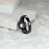 Alyans Lüks Kristal Oval Taş Nişan Yüzüğü Zarif Pembe Zirkon Minimalist Vintage Siyah Altın Kadınlar için Jewelrywedding Rita22