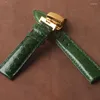 Oglądaj zespoły oryginalny skórzany pasek zegarkowy 20 mm 22 mm zielony oddychający pasek ze specjalnym węża zboża dla marek męskie deli22
