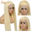 613 Honey Blonde Lace Frontal Straight Wigs 13x4 HD Transparent Lace Syntetisk peruk förpluckad för kvinnor