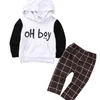 Citgeett 2 pezzi Toddler Kids Baby Boy Clothes Set OH Felpe con cappuccio Pantaloni scozzesi Leggings Completi 0 4Y SS 220620