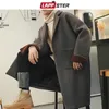 LAPPSTER Cappotto invernale da uomo Cappotto di lana vintage 2020 Cappotto da uomo giapponese Streetwear Tasche di lana Cappotto lungo maschile coreano LJ201106