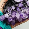 Trendy Natural Amethysts Energy Healing Stone Pendant Necklace Rope Necklace Women Jewelry Factory Wholesale