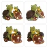 Garden Decorations Statue Cute Frog Face Turtles Figurines Solar Powered Resin Animal Sculpture with 3 Led Lights for Patio And Lawn W104100111