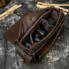 Duffel Väskor Crazy Horse Leather Camera fodral för man portfölj väska kvinnor stor kapacitet handväska tjock riktig rese väska