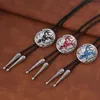 Bow banden Europese en Amerikaanse stijl Bolo Tie Animal Elf Elk Fashionable Heren Leather Cord Neckebow