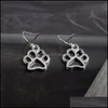 Dangle Chandelier Boucles d'oreilles Bijoux Sier Couleur Doggie Charm Dog Paw Lover Mans Best Friend Pet Animal Gift Drop Delivery 2021 Etbzd