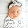Newborn Baby Swaddle Blanket Bow Headband 2 pcs Sleeping Bags Wrap flower printed Cartoon Sleep Sacks Christmas Photography Prop 5 Styles