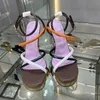 Designer 2022 women's luxury sandals leather sneakers with ribbons crossed with crystal sparkle pattern back buckle closure size 35-42