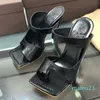 2022 Femme Robe Chaussures Luxe Flip Flop Nappa Dream Square Toe Sandal Dames Pantoufles Casual Talons Hauts avec boîte