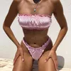 Women's Swimwear Luxury Velvet Bikini 2022 Swimsuit Lace Up Biquini Sexy Women Bathing Suit Beachwear Push Bikinis Bandeau SetWomen's