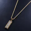 Hangende kettingen hiphop steentjes geplaveide bling iced out gouden kleur roestvrij staal geometrische vierkante ketting voor mannen rapper sieraden