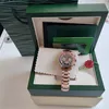 Box Man Watch Rose Gold Rainbow Diamond Black Pink Dial Men 's Watch 116595 자동 패션 남성 시계 손목 시계 상자/종이