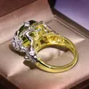 HOYON 14K GELE GOUDKLEUR Emerald Gemstone Ring voor Vrouwen Fijn Anillos de Anel Bijoux Femme Sieraden Bizuteria Jade Ring 220409