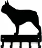 Fransk bulldog-nyckel rack hund koppel hängare järnkonst väggdekor- 9 tum/6 tum bred metall väggkonst