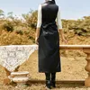 Casual Dresses Royal Sister Style Leather Skirt Chic High Waist Long Slim Waistcoat Dress 2022 Early Autumn Em