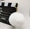 8cm Pompom Keychain Car Key rings Gold Color Chains Pompons Fake Faux Rabbit Fur Charms Chain DIY Pom Poms Balls Keyring Women Bag Pendant Jewelry Gifts 17 colors
