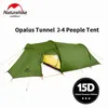 Naturehike Camping Tent Opalus Tunnel 2-4 Personen 4 Seizoenen Tent Ultralight Waterdicht 15D/20D/210T stof Toeristische Tent Met Mat H220419