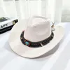 Berets Summer Western Cowboy Hat Folding Sun Protection Mountaineering Knight Caps Turquoise Warped Edgetassel Performance Top HatBerets
