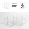 320ml/11oz Sublimation Beer Glass Stein Water Beverage Mug Coffee Jar Juice Cup C Handle Alcohol Safe Clear/frosted Tumbler For DIY Designs Dishwasher and Freezer