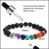 J￳ias de braceletes de fios de mi￧angas 7 pulseira de chakra para homens mulheres 8mm Black Laca BEADS Elefante/ Buda/ Yoga Cura Essentia Dhqrg