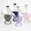 9 inch heart shape pink blue green glass dab rigs hookahs water bongs with 14mm joint bowl and downstem for smoking glass adapter