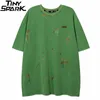 Maglietta da camicia hip hop lavata per uomo maglietta di grandi dimensioni harajuku cotone estate a maniche corta thirt tees 220608