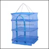 Laundry Storage Organization 1Pc Vegetable Fish Folding Drying Net Nylon Basket 3-Layer Hanging Mesh Dryer Rack 65X35X35Cm Drop Delivery 2