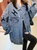 Women's Jackets Women's Spring Oversized Loose Vintage Jean Woman Jacket Coat Latter Cowboy Crop Long Denim Women Coats Women's