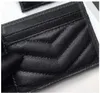 2022 nya mode korthållare kvinna mini plånbok Designer ren färg äkta läder Pebble textur lyx Svart plånbok med låda
