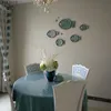 Decorazione in ceramica blu Ciondolo da appendere alla parete tridimensionale Soggiorno Sala da pranzo Decor Sfondo di pesci astratti 220705