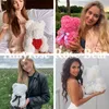 Dekorative Blumen Kränze Geschenk für Mama Luxus Rose Bär Herz Teddy Künstliche PE Hochzeit Geburtstag Valentinstag Muttertagsgeschenke WomenDecor