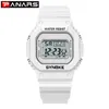 Wristwatches PANARS White Digital Watch For Men Women Sports Unisex 30M Water Resistant Clock Back Light PU Strap Electronic Watch2606