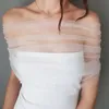 Pure Tule Vrouwen Geplooide Wrap Bruiloft Bruids Uit De Schouder Stola Elegante Formele Sjaal Met Knoop Ivoor Customizabl CL0758