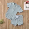 Pydcoco US Stock 024m 2st 3 färger Kid Baby Boy Girl Clothes Set Sticking Short Sleeve Bodysuit Shorts Outfits Summer Set 220608