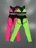 Yoga sport set kvinnor outfit träning kläder för sportkläder gym kläder kostym fitness aktiv slitage grön rosa L 220330