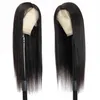 Doğal Brezilya Remy düz% 100 insan saçı peruk 13x1 t parça önceden koparılmış dantel ön uzun peruk