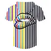 Mens Cool Tee Shirt 3D Printed Creative Lips Stripes Stitching Clothing Man Spandex Hooded Ts 220623