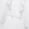 Chemisiers pour femmes Chemises Découpe Brodée Popeline Chic Dame Chemise Vintage À Manches Longues Mode Femme 2022 Bouton Revers Femme TopFemmes