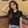 Polo T Shirt For Women White Blouse Short Sleeve Tees Crop Top Female Fashion Embroidery Summer Women's Clothing Aesthetic 220328