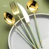 Dinnerware Sets 24PCS 304 Stainless Steel Cutlery Set Luxury Tableware Fork Spoon Knife For Dinner Restaurant High Quality Party Gift